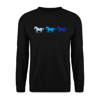 Three horses at a gallop - Unisex Sweatshirt - black - Front - Alina (178cm) & Michal (187cm)