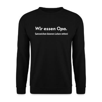 Grammatik Rechtschreibung lustiger Spruch Geschenk - Unisex Pullover - Schwarz - Vorne - Alina (178cm) & Michal (187cm)