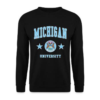 Michigan University - Unisex Pullover - Schwarz - Vorne - Alina (178cm) & Michal (187cm)