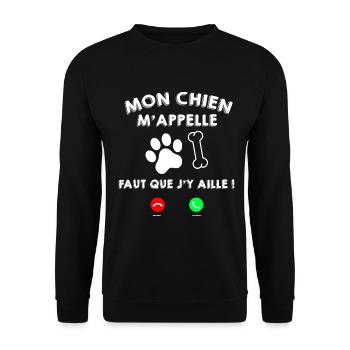 Mon Chien Préféré M'Appelle Cadeau Humour - Sweat-shirt Unisexe - noir - Devant - Alina (178cm) & Michal (187cm)