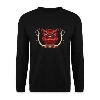 Die HuHuuu-hEule - Unisex Pullover - Schwarz - Vorne - Alina (178cm) & Michal (187cm)