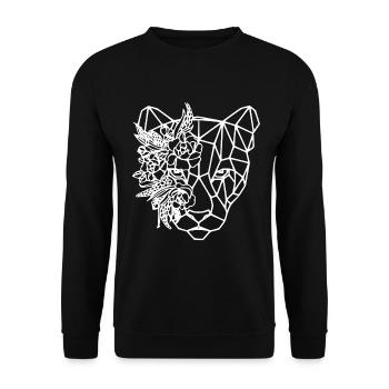 Jaguar Geometric Flowers - Unisex Sweatshirt - black - Front - Alina (178cm) & Michal (187cm)