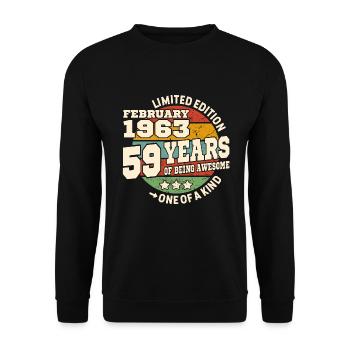 Born in february 1963 - 59 years - Unisex Sweatshirt - black - Front - Alina (178cm) & Michal (187cm)