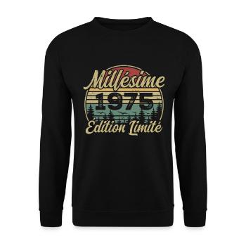 Millésime 1975 - Cadeau Pour le 49e Anniversaire - Sweat-shirt Unisexe - noir - Devant - Alina (178cm) & Michal (187cm)