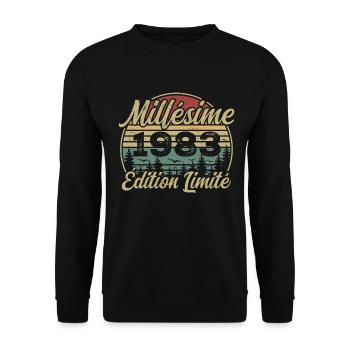 Millésime 1983 - Cadeau Pour le 41e Anniversaire - Sweat-shirt Unisexe - noir - Devant - Alina (178cm) & Michal (187cm)