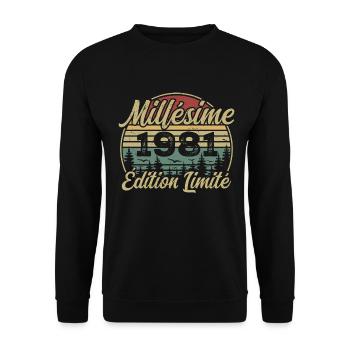 Millésime 1981 - Cadeau Pour le 43e Anniversaire - Sweat-shirt Unisexe - noir - Devant - Alina (178cm) & Michal (187cm)
