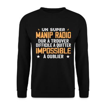 An assistant radio operator - Unisex Sweatshirt - black - Front - Alina (178cm) & Michal (187cm)