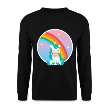 Hübsches Einhorn mit Regenbogen. Babyparty Mädchen - Unisex Pullover - Schwarz - Vorne - Alina (178cm) & Michal (187cm)