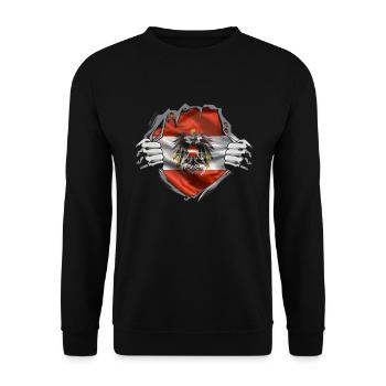 Drapeau de l’Autriche Drapeau autrichien AT - Sweat-shirt Unisexe - noir - Devant - Alina (178cm) & Michal (187cm)