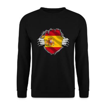 Drapeau d’Espagne Vintage Drapeau espagnol d’occasion Look - Sweat-shirt Unisexe - noir - Devant - Alina (178cm) & Michal (187cm)