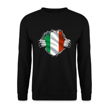 Italie Drapeau Vintage Drapeau Italien Occasion Look - Sweat-shirt Unisexe - noir - Devant - Alina (178cm) & Michal (187cm)
