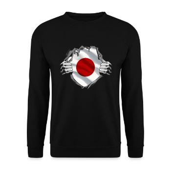 Japan Flag Used Look Nihon Japanese Flag - Unisex Sweatshirt - black - Front - Alina (178cm) & Michal (187cm)