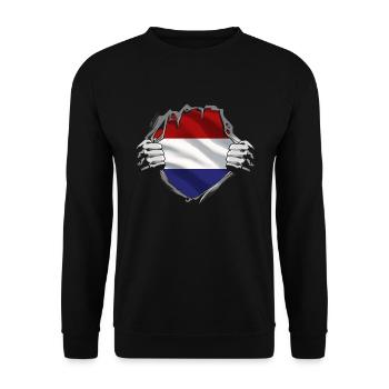 Niederlande Flagge Holland Niederländische Fahne - Unisex Pullover - Schwarz - Vorne - Alina (178cm) & Michal (187cm)