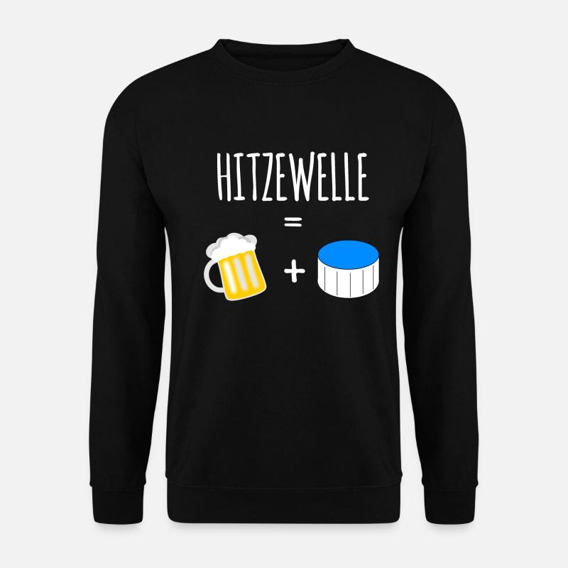 Hitzewelle mit Bier im Pool - Unisex Pullover - Schwarz