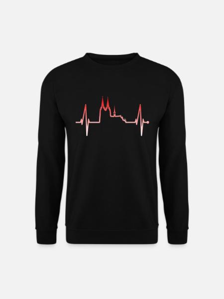 Köln Herzschlag Skyline Kölner Dom Rot Weiß Weiss - Unisex Pullover - Schwarz