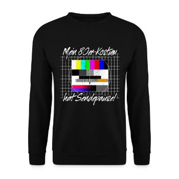 80er Jahre Kostüm Sendepause Testbild 80s Party - Unisex Pullover - Schwarz - Vorne - Alina (178cm) & Michal (187cm)