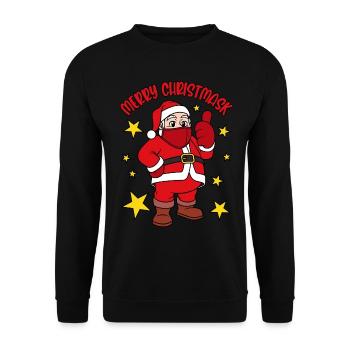 Joyeux Noël Santa Claus avec masque facial - Sweat-shirt Unisexe - noir - Devant - Alina (178cm) & Michal (187cm)