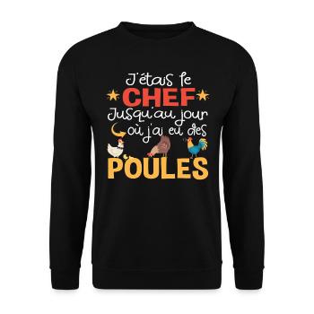 Poule poules poulailler volaille chef. Cadeau - Sweat-shirt Unisexe - noir - Devant - Alina (178cm) & Michal (187cm)