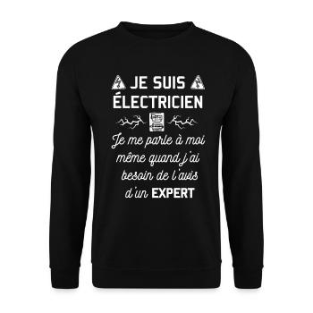humour électricien - Sweat-shirt Unisexe - noir - Devant - Alina (178cm) & Michal (187cm)