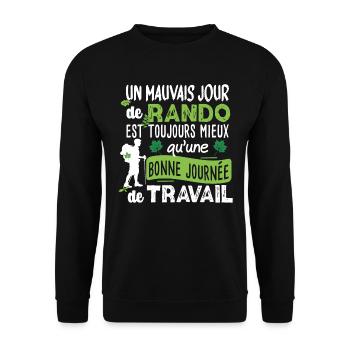 Randonnée Travail Rando Nature Montagne Citations - Sweat-shirt Unisexe - noir - Devant - Alina (178cm) & Michal (187cm)