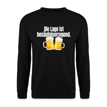 Die Lage Ist Besäufniserregend Saufen Party Bier - Unisex Pullover - Schwarz - Vorne - Alina (178cm) & Michal (187cm)