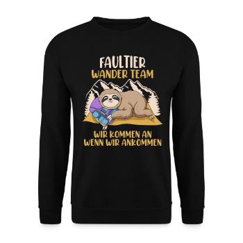 Faultier Wander Team - Unisex Pullover - Schwarz - Vorne - Alina (178cm) & Michal (187cm)