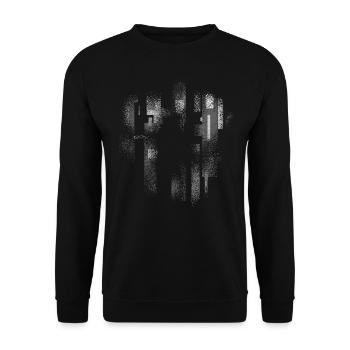 Hintergrund (Grau) mit Loch VINTAGE - Rahmen - Unisex Pullover - Schwarz - Vorne - Alina (178cm) & Michal (187cm)