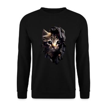 Katzen Motiv Kunst Cat Design Hauskatze Miau Katze - Unisex Pullover - Schwarz - Vorne - Alina (178cm) & Michal (187cm)