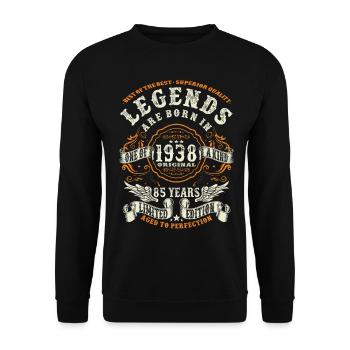 legends are born in 1938 - 85 years old - Unisex Sweatshirt - black - Front - Alina (178cm) & Michal (187cm)