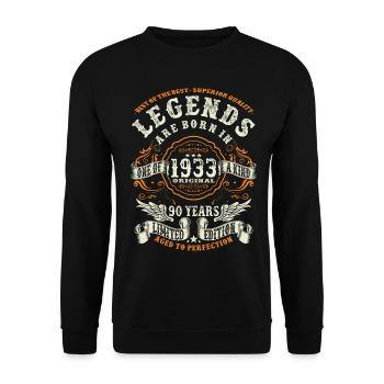 les légendes sont nées en 1933 - 90 ans - Sweat-shirt Unisexe - noir - Devant - Alina (178cm) & Michal (187cm)