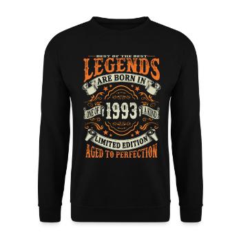 les légendes sont nées en 1993 - Sweat-shirt Unisexe - noir - Devant - Alina (178cm) & Michal (187cm)