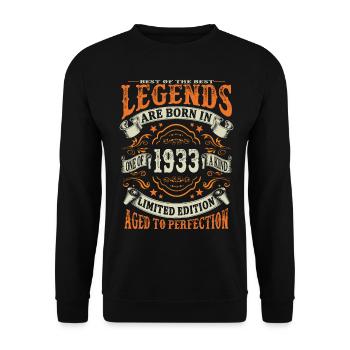 Legenden wurden 1933 geboren - Unisex Pullover - Schwarz - Vorne - Alina (178cm) & Michal (187cm)