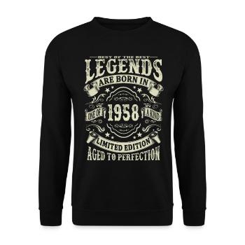Legenden geboren 1958 - Unisex Pullover - Schwarz - Vorne - Alina (178cm) & Michal (187cm)