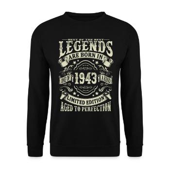 legends born in 1943 - Unisex Sweatshirt - black - Front - Alina (178cm) & Michal (187cm)