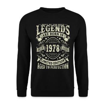 Legenden geboren 1978 - Unisex Pullover - Schwarz - Vorne - Alina (178cm) & Michal (187cm)