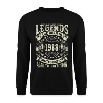 Legenden geboren 1988 - Unisex Pullover - Schwarz - Vorne - Alina (178cm) & Michal (187cm)