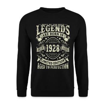 legends born in 1928 - Unisex Sweatshirt - black - Front - Alina (178cm) & Michal (187cm)
