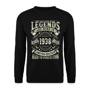 legends born in 1938 - Unisex Sweatshirt - black - Front - Alina (178cm) & Michal (187cm)