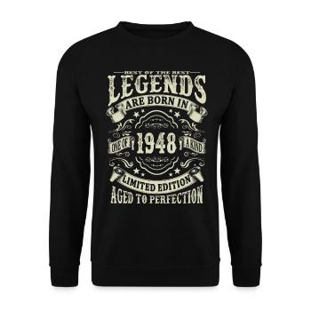 legends born in 1948 - Unisex Sweatshirt - black - Front - Alina (178cm) & Michal (187cm)