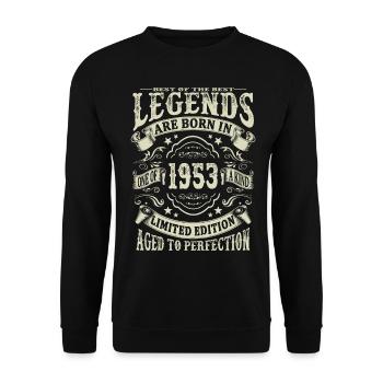 Legenden geboren 1953 - Unisex Pullover - Schwarz - Vorne - Alina (178cm) & Michal (187cm)