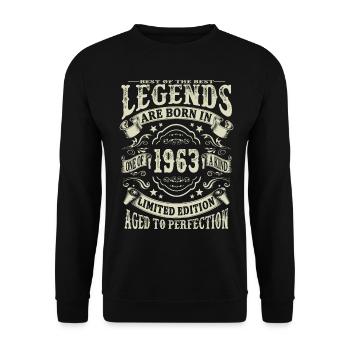 Legenden geboren 1963 - Unisex Pullover - Schwarz - Vorne - Alina (178cm) & Michal (187cm)