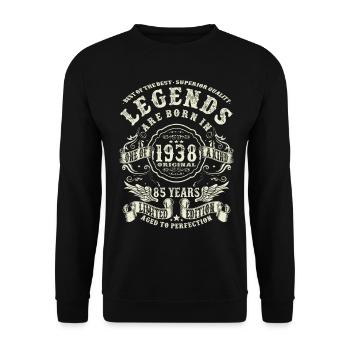 legends born in 1938 - 85 years old - Unisex Sweatshirt - black - Front - Alina (178cm) & Michal (187cm)