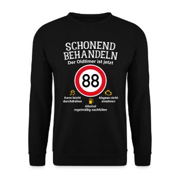 88. Geburtstag Schonend Behandeln Oldtimer Ist 88 - Unisex Pullover - Schwarz - Vorne - Alina (178cm) & Michal (187cm)