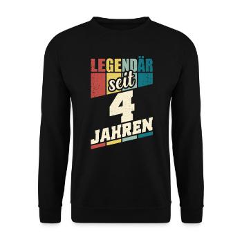 4. Geburtstag Legendär Seit 4 Jahren Legende 4 - Unisex Pullover - Schwarz - Vorne - Alina (178cm) & Michal (187cm)