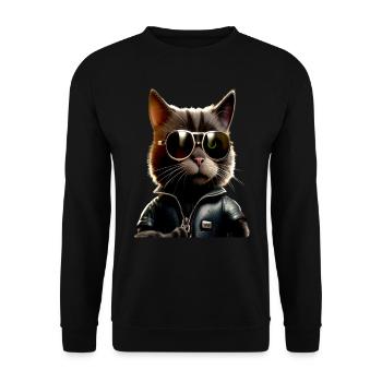 Chat Avec Lunettes de Soleil Chat Maman Chat Maman Chats - Sweat-shirt Unisexe - noir - Devant - Alina (178cm) & Michal (187cm)