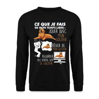 Chien golden de race Mon Golden Humour Chien - Sweat-shirt Unisexe - noir - Devant - Alina (178cm) & Michal (187cm)