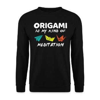Origami Is My Kind Of Meditation Paper Folding Art - Unisex Pullover - Schwarz - Vorne - Alina (178cm) & Michal (187cm)
