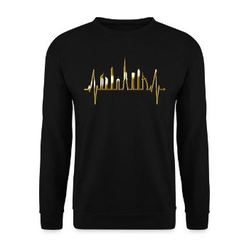 Dubai Skyline Heartbeat Burj Khalifa Silhouette - Unisex Sweatshirt - black - Front - Alina (178cm) & Michal (187cm)