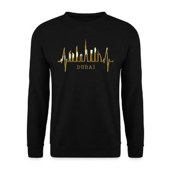 Dubai Skyline Heartbeat Burj Khalifa Silhouette - Unisex Sweatshirt - black - Front - Alina (178cm) & Michal (187cm)