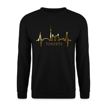 Toronto Skyline Herzschlag Kanadier I Love Kanada - Unisex Pullover - Schwarz - Vorne - Alina (178cm) & Michal (187cm)